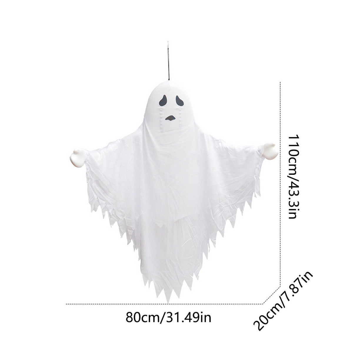 Haunt & Co Roiihwy Halloween Decorations White Ghost Ornament, Voice Activated Talking, Indoor Outdoor Decorative, 43.3x31.5x7.9in Multicolor