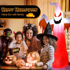 Haunt & Co Costway 8 FT Halloween Inflatable White Ghost with Rotatable Flame LED Lights