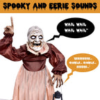 Haunt & Co 5FT Halloween Animatronics Life Size Witch Scary Prop, Motion Activated Outdoor Decoration for Haunted House Party Lawn Patio Yard Decor