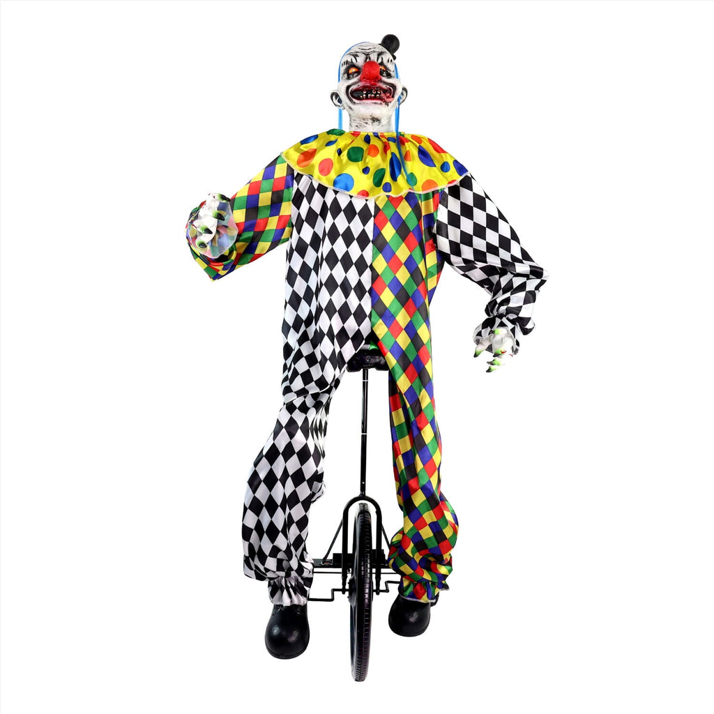 Haunt & Co 5.9 ft Voice & Sound-Sensor Clown on Tricycle Halloween Animatronic