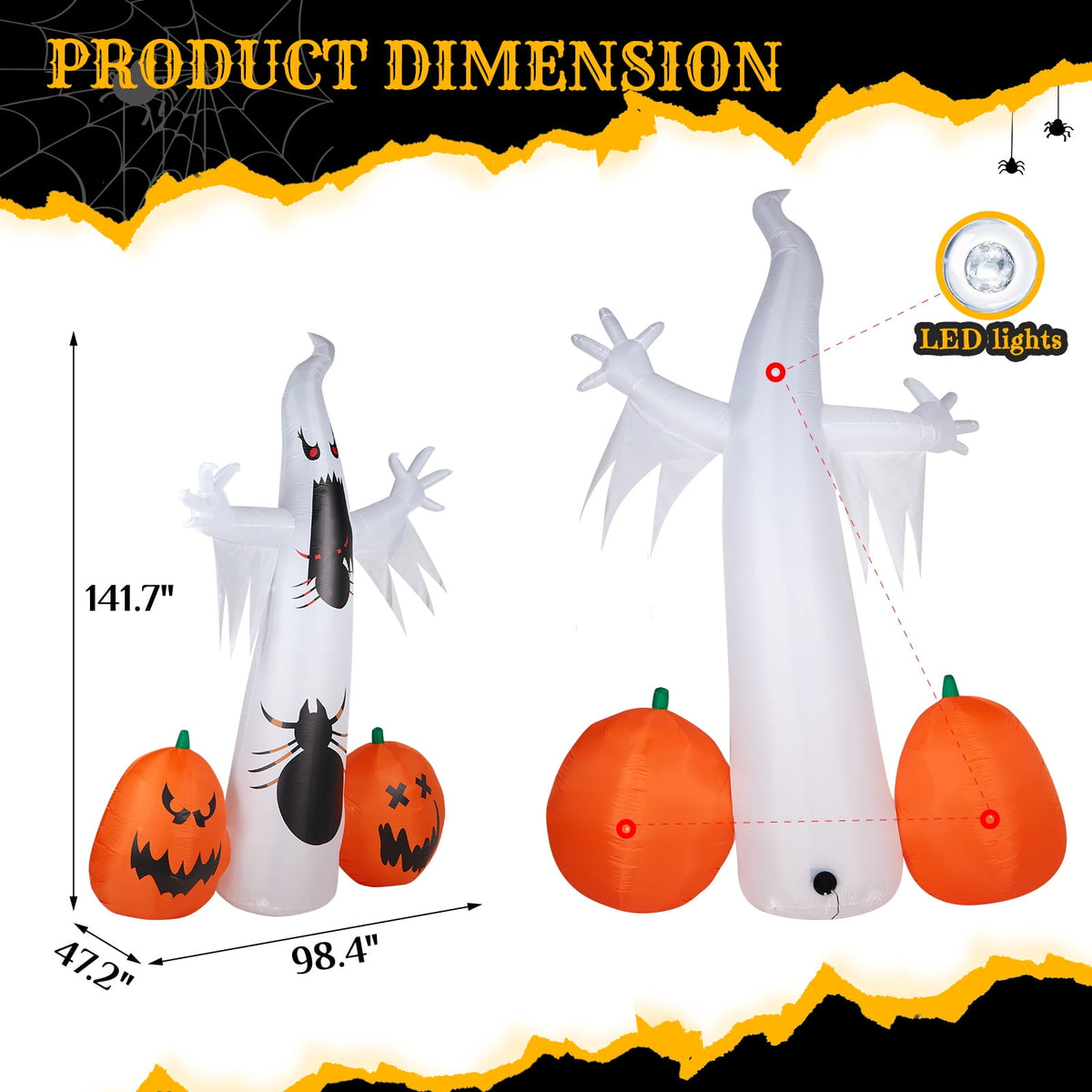 Haunt & Co 12 FT Halloween Inflatables Ghost Pumpkin Outdoor
