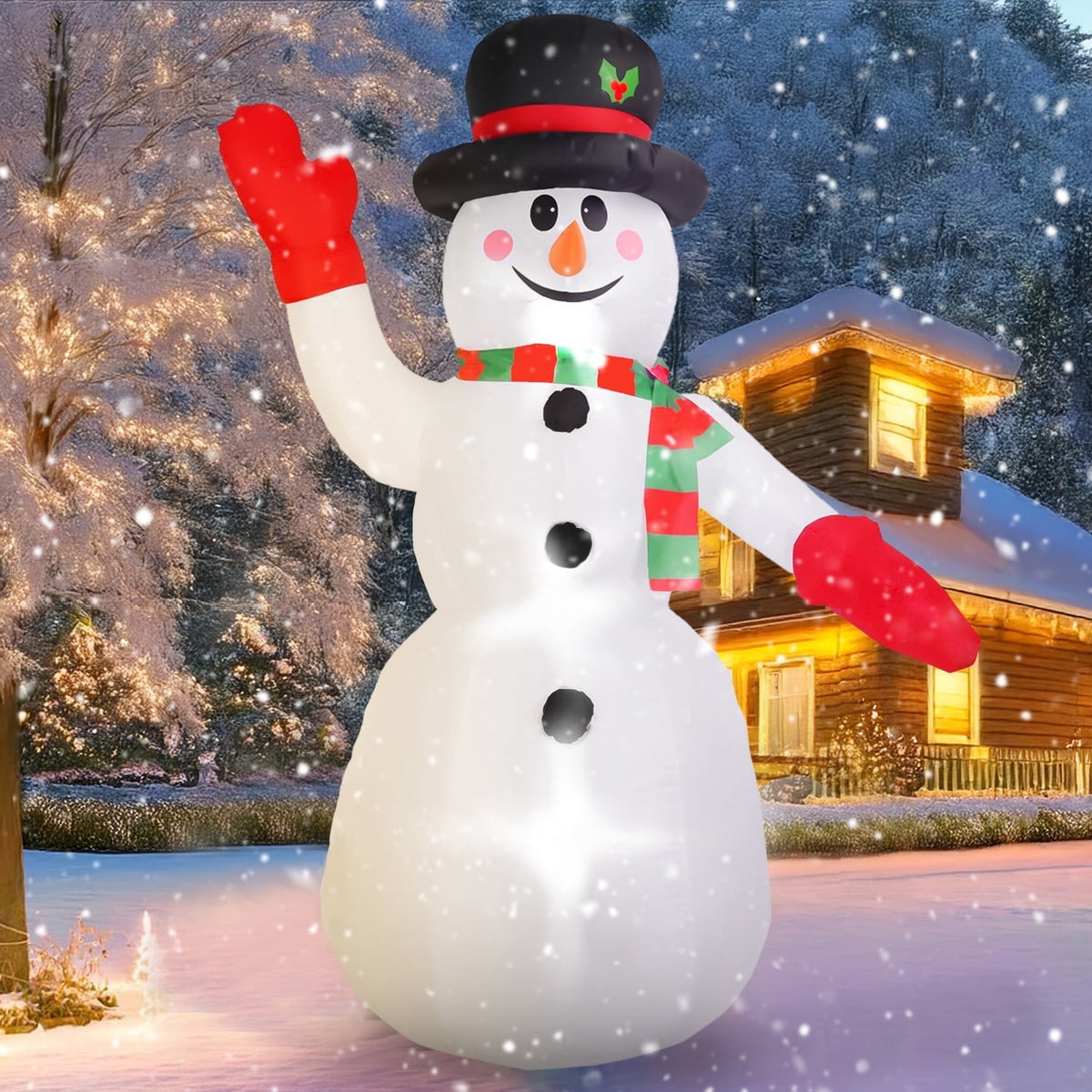 Haunt & Co 8ft Snowman Christmas Inflatables, Blow up with LED Lights Built-in for Holiday/Party/Yard/Garden Decoration