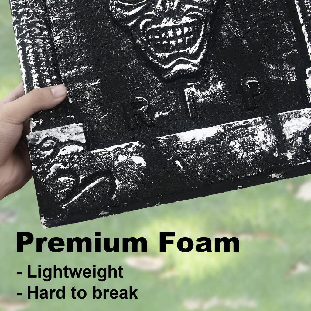 Haunt & Co Halloween Foam RIP Graveyard Tombstones, 7Pack(3 x L-Size + 4 x XL-Size) Foam Tombstone for Halloween Party Outdoor Decorations