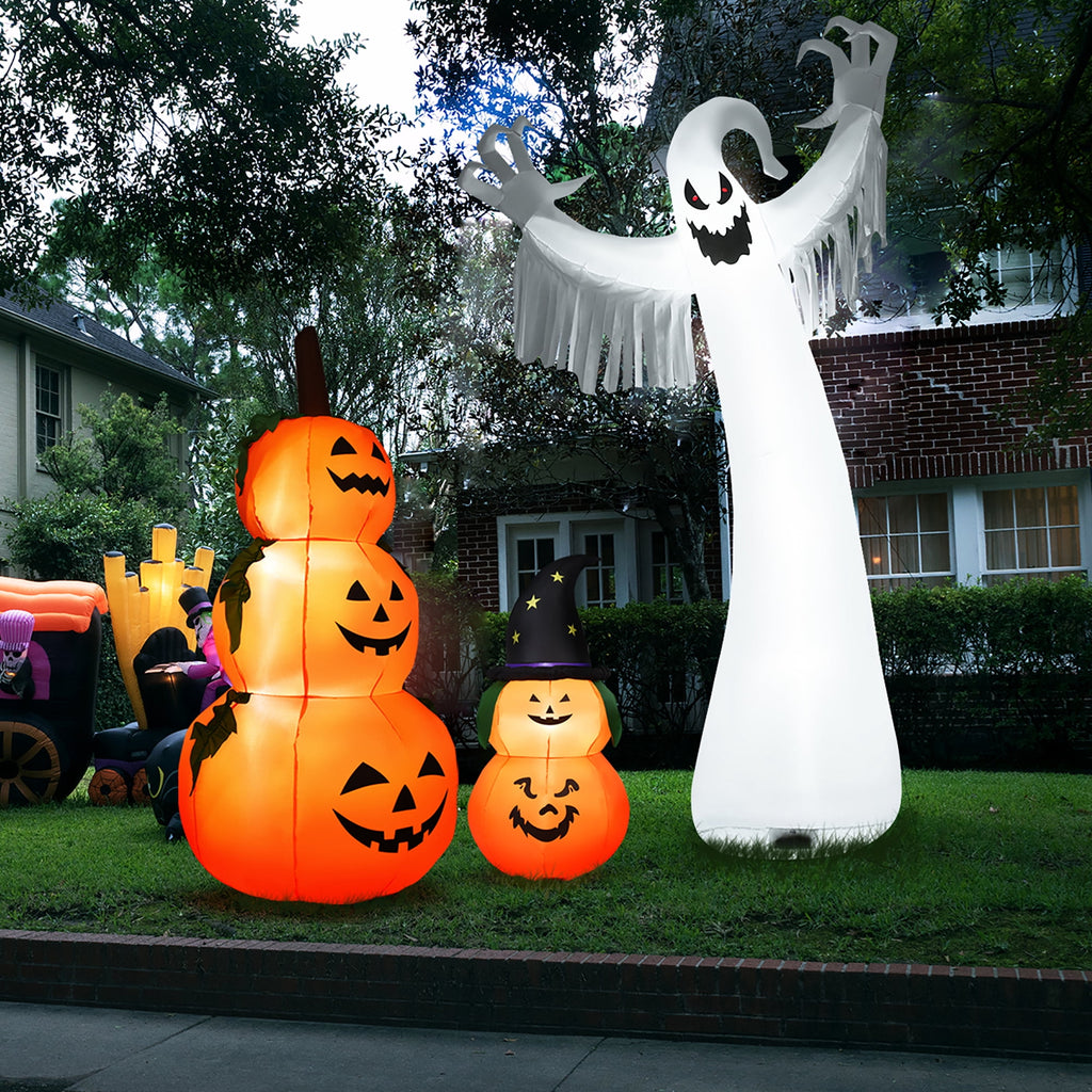 Haunt & Co Costway 12ft Inflatable Halloween Blow Up Ghost Decoration w/ Built-in LED Light