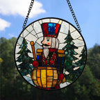 Haunt & Co Christmas Gift - Christmas Wooden Nutcracker Halloween Christmas Stained Glass Hanging Ornament - Evergreen Holiday Tree Decoration, Gift for Family & Friends