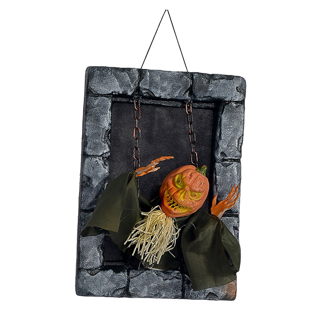 Haunt & Co HOZVOMI Motion-Activated Halloween Tombstone Decoration - Hanging Ornament with Glowing LED & Screaming Sound Effects for Spooky Outdoor Indoor Decor