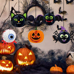 Haunt & Co Halloween Party Decorations 3D Hanging Honeycomb Ornaments Retro Pumpkin Skull Ghost Paper Ornaments Set with Hanging Rope for Indoor Haunted House Ceiling Decor 6 Pcs
