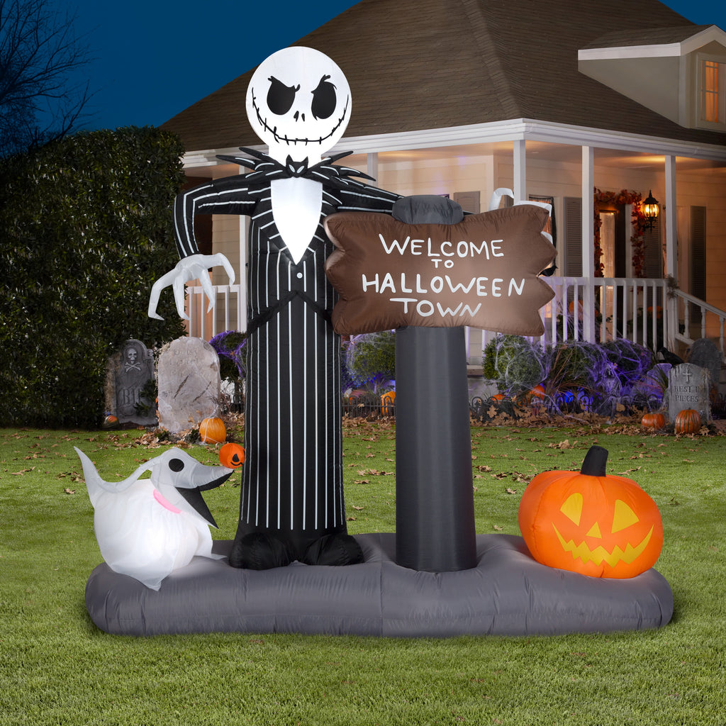 Haunt & Co Industries Yard Inflatables Nightmare Before Christmas Halloween Town Scene, 6 ft