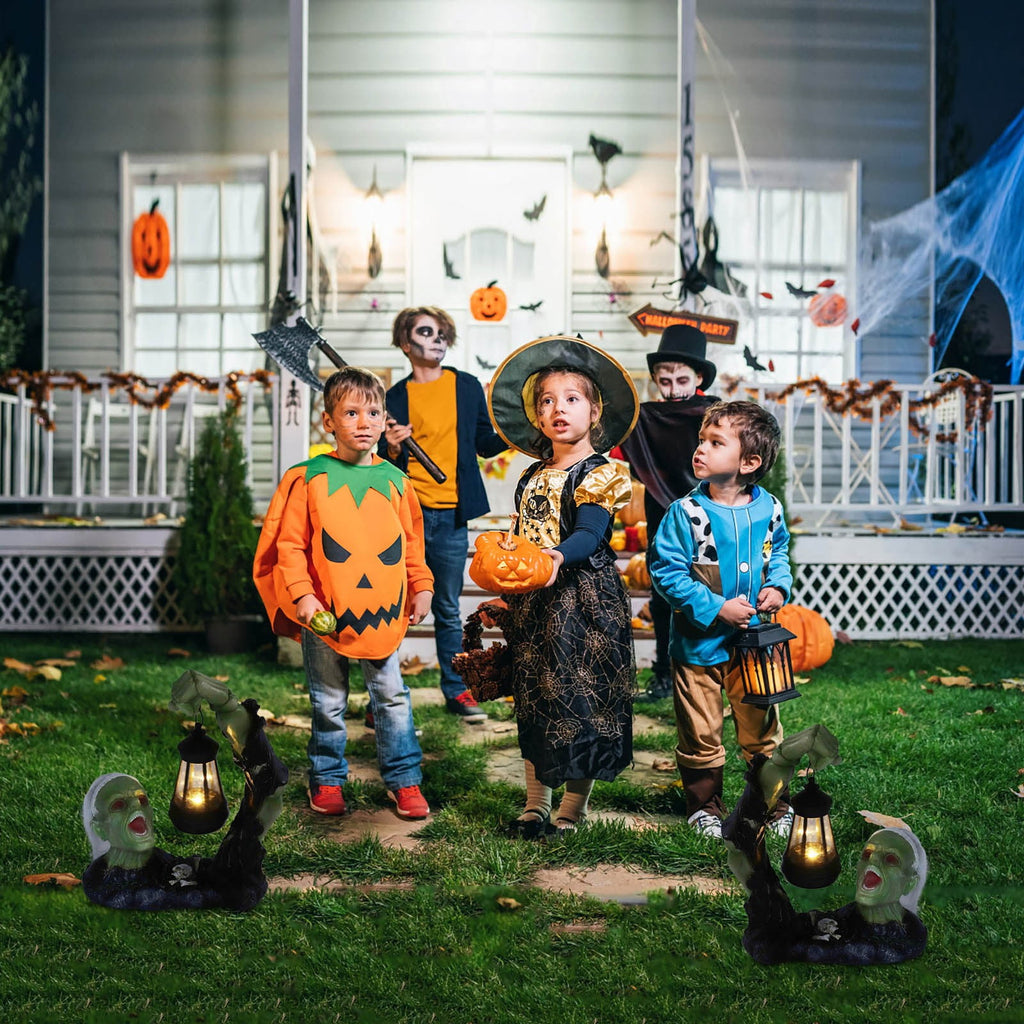 Haunt & Co SUYOLL Halloween Solar Powered Resin Desktop Ornament Decorative Light For Home Party Figurine