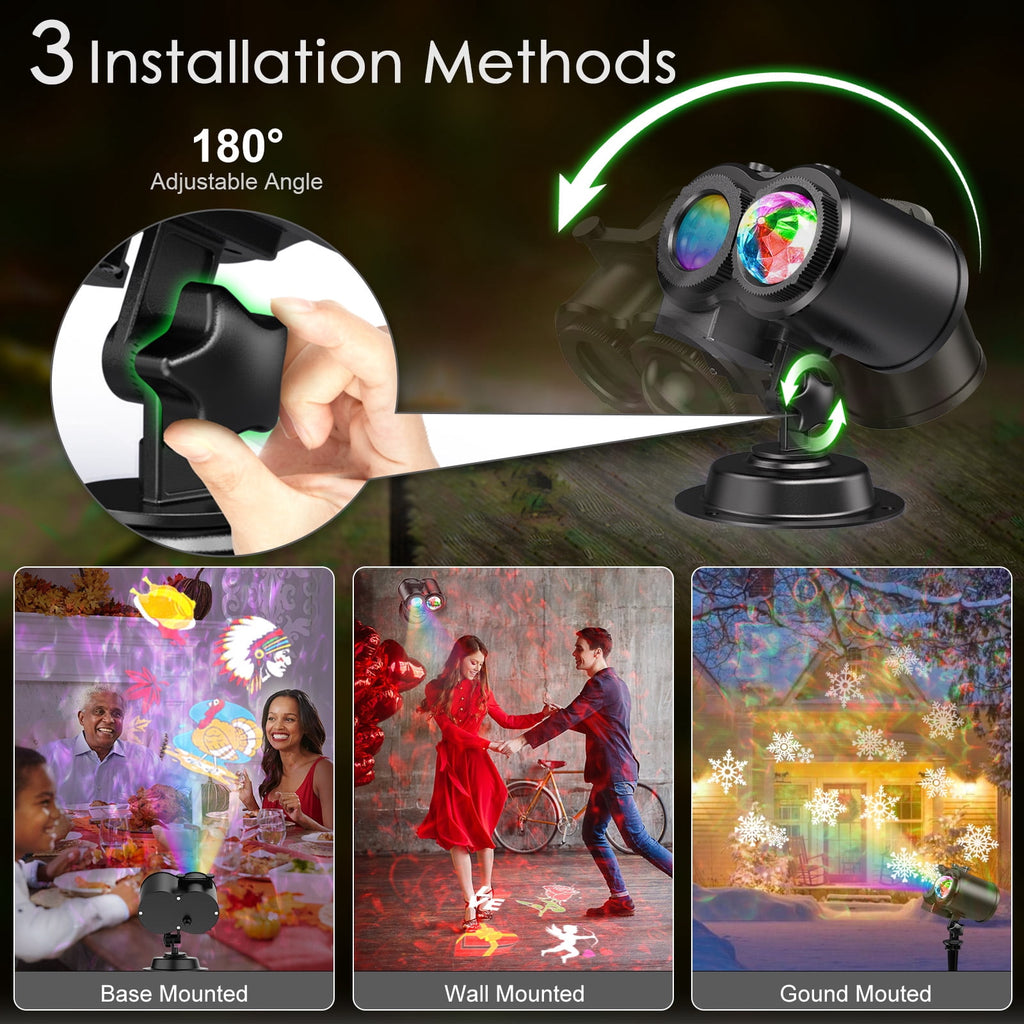 Haunt & Co Outdoor HD projector light, remote control 16 switchable modes, Christmas Halloween celebrations, birthdays, weddings and parties, waterproof light show