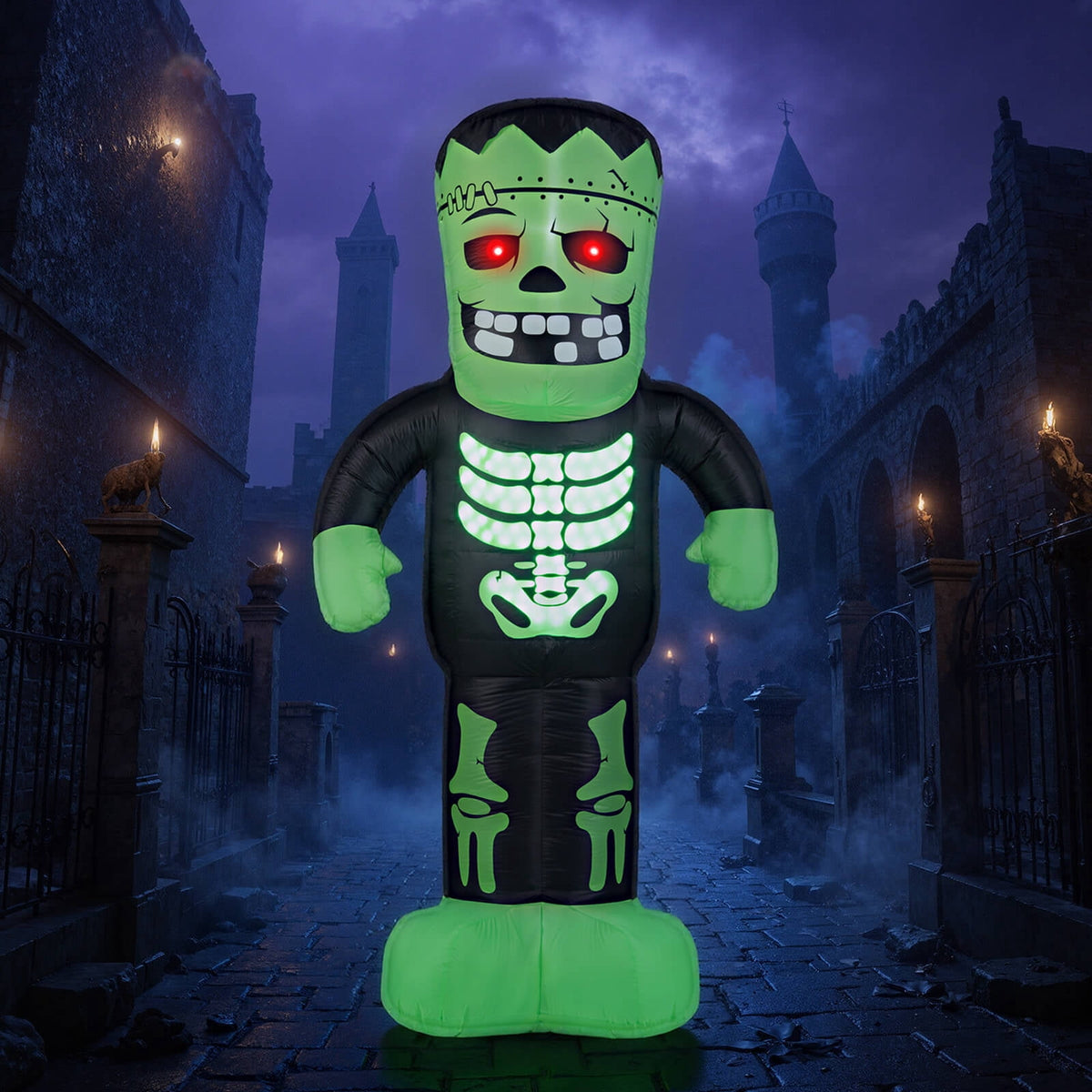 Haunt & Co Costway 8.4 Ft Tall Halloween Inflatable Decoration LED-lit Inflatable Green Zombie