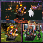 Haunt & Co 7 FT Halloween Inflatable Skeletons Ghosts on Pirate Ship Lights Decor Outdoor Indoor Holiday Decorations, Blow up Lighted Yard Decor, Giant Lawn Inflatables Home Family Outside Decor