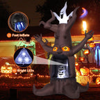 Haunt & Co Halloween Inflatables 9 FT Animated Halloween Tree Inflatables with Built-in LED lights, Scary Spooky Tree Inflatable with White Ghost, Outdoor for Halloween Holiday Party
