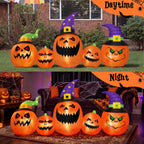 Haunt & Co 8FT Halloween Inflatable Pumpkins Blow ups Outdoor Decorations, Five Pumpkins with LED Lights