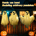 Haunt & Co 3 pack Hanging Ghosts , 20 inch LED Glowing Ghost Outdoor Lights