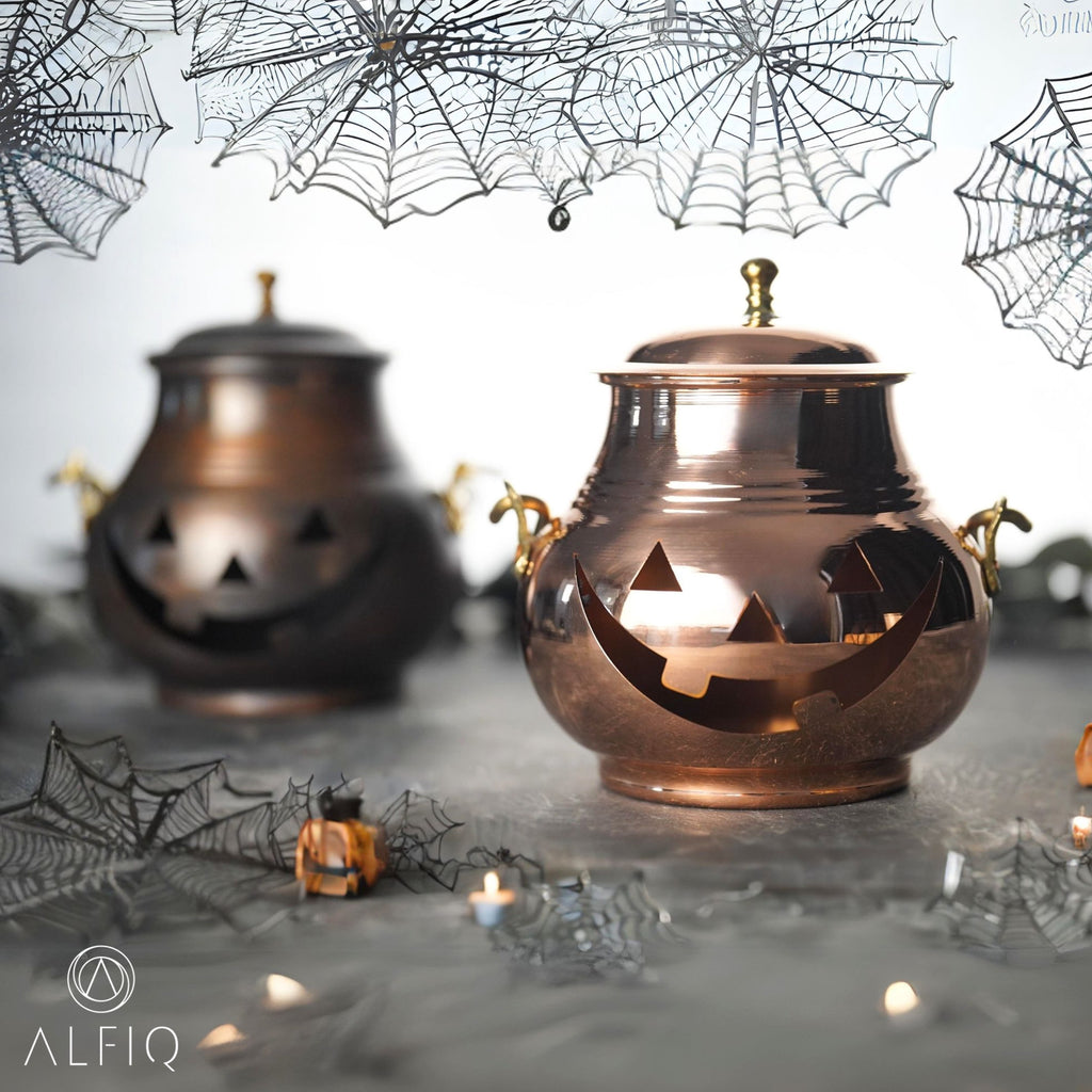 Haunt & Co Handmade Copper Pumpkin Ornament, 4x4 Inch Fall Wall Decor with Hanger for Thanksgiving, Halloween, and Harvest Home Decor Gift