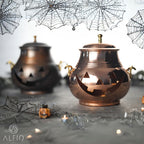 Haunt & Co Handmade Copper Pumpkin Ornament, 4x4 Inch Fall Wall Decor with Hanger for Thanksgiving, Halloween, and Harvest Home Decor Gift