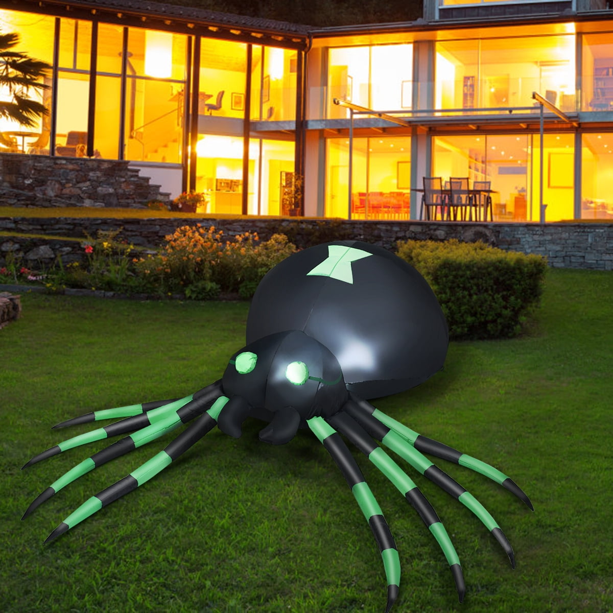 Haunt & Co Patiojoy 6FT Inflatable Blow-Up Spider With LED Lights Outdoor Yard