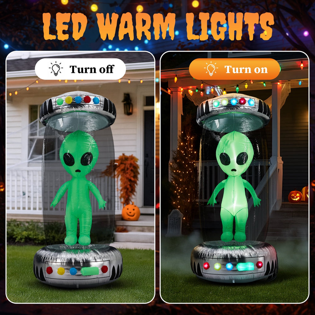Haunt & Co 8' Halloween Inflatables UFO Alien Decoration Outdoor Light-up Holiday Decoration