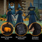Haunt & Co Evergreen Set of 3 LED Lighted Halloween Witch Stakes, 4' Tall
