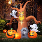 Haunt & Co Coolmade 8ft Halloween Inflatables Decorations Inflatable Dead Tree Outdoor Decorations with LED Lights Built-in Blow Up Yard Decoration Pumpkin Ghost for Halloween Outdoor