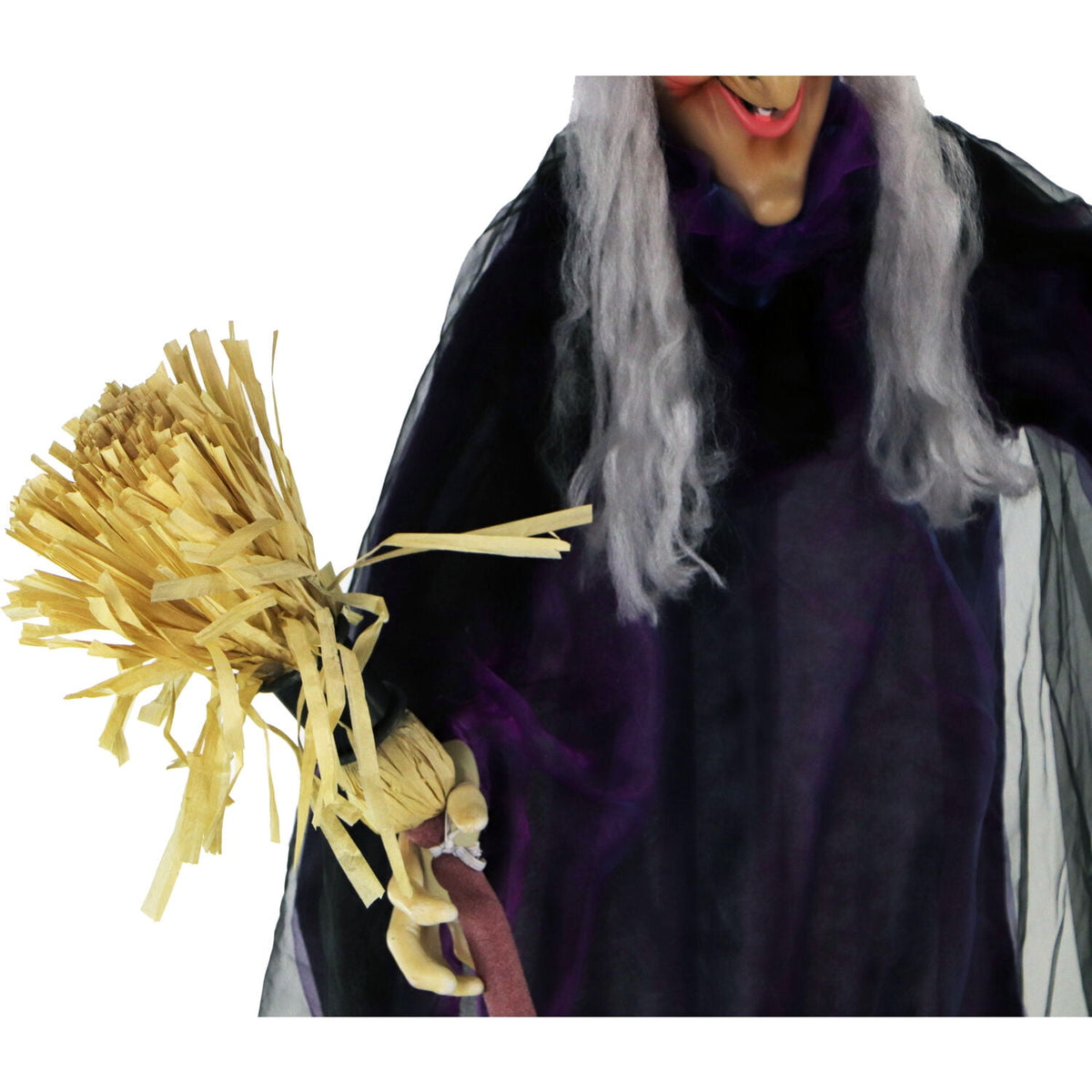 Haunt & Co Life-Size Animated Talking Witch w/ Broomstick, 6 ft