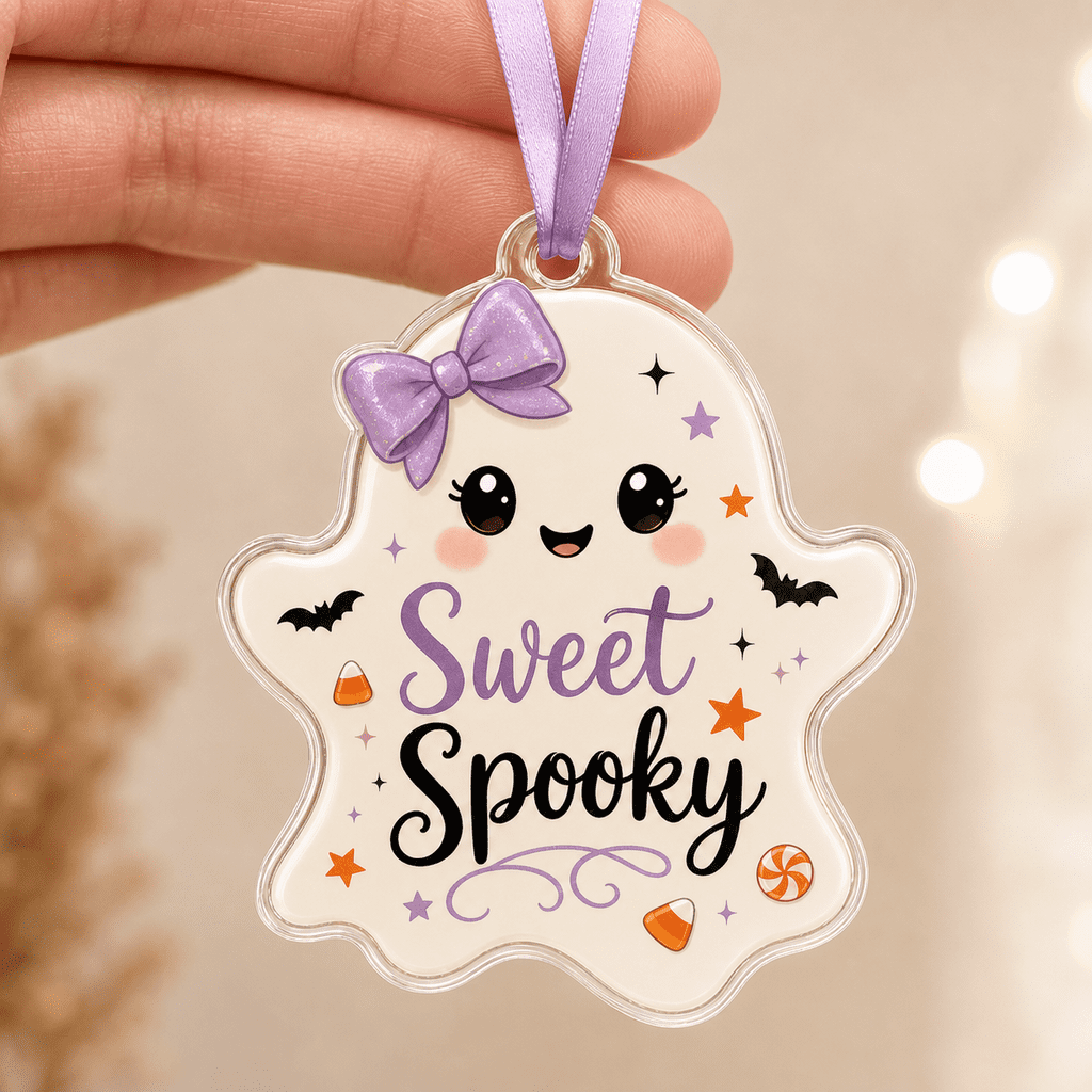 Haunt & Co Sweet Spooky Ghost Acrylic Halloween Hanging Ornament
