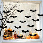 Haunt & Co Halloween Light Up Bats Decor Kit, Red Eye Bat Silhouette Hanging Ornaments With Mounting Accessories And Creepy Glow Effect, Halloween Party Decorations for Home Wall Door Window And Event Displays