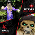 Haunt & Co 6 ft Standing Halloween Scarecrow Yard Decoration with LED Green Eyes