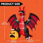 Haunt & Co 8 ft Halloween Inflatable Fire Dragon with Pumpkin,Animated Moving Mouth & Internal LED Lights, Outdoor Lawn Garden Indoor Porch Patio Spooky