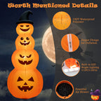 Haunt & Co Gymax 8 ft Inflatable Halloween Pumpkins Stack Holiday Decor w/ Built-in LED Lights