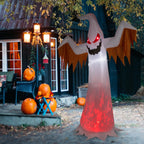 Haunt & Co 12FT Halloween Inflatables Ghost Outdoor w/ Scary Flames,4pcs LED Lights