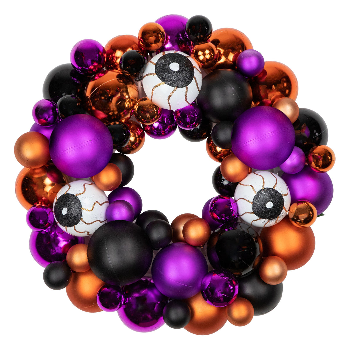 Haunt & Co Northlight Eyeballs and Shatterproof Ornaments Small Halloween Wreath - 13" - Purple and Black