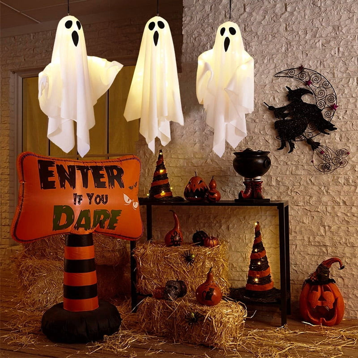 Haunt & Co Solar Garden Lights Outdoor, 5Packs Halloween Ghost Decorations Lights Indoor, Solar Scary Ghost Path Lights