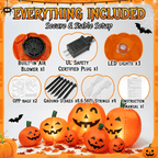 Haunt & Co 7.5 FT Long Halloween Inflatables Pumpkin Family Lighted,7 Pumpkins Blow Up Yard Decoration, Built-in LEDs, Stakes & Tethers Included