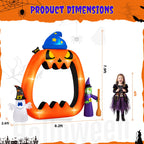 Haunt & Co 8.2ft Halloween Inflatable Pumpkins Photo Door with Ghost Witch Yard Party Outdoor Decorations with LED Lights