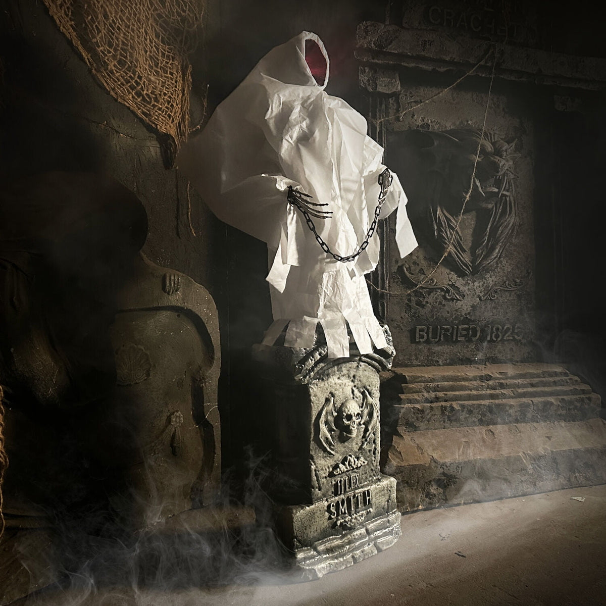 Haunt & Co 4.3 ft Touch-Activated Animated Spectre on Tomb Halloween Accessory