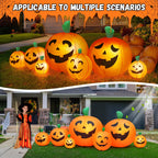Haunt & Co 8 FT Halloween Inflatables Pumpkin,7 Pumpkins Halloween Outdoor Decoration with Built-in LED Lights,Halloween Blow Ups