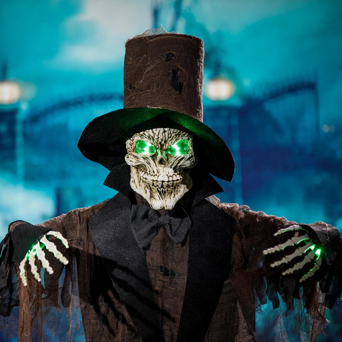 Haunt & Co 5 Ft. 6" Light-Up Black Skeleton Standing