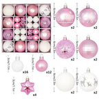 Haunt & Co Pink White Christmas Balls - Christmas Tree Decoration Ornaments Shatterproof Hanging Balls for Birthday Halloween Holiday Wedding Decorations Set of 44 pcs (1.1", 2.3")