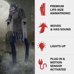 Haunt & Co 7 ft Tall Motion-Activated Towering Werewolf, Premium Halloween Animatronic, Plug-In