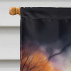Haunt & Co Halloween Airedale Terrier Dog House Flag 28x40IN Double-Sided Polyester Decorative Sleeve Pole Flag