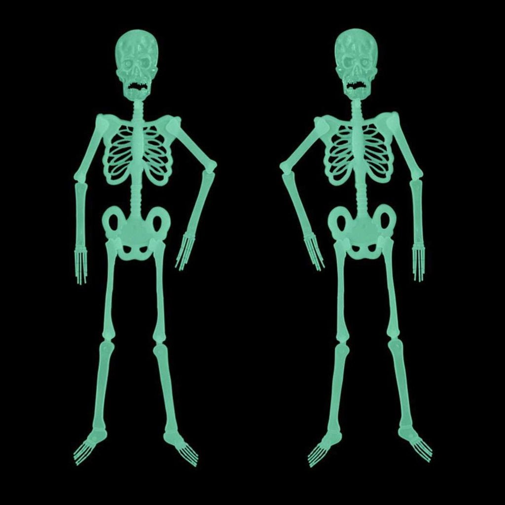 Haunt & Co Deago 4 Pack Halloween Hanging Luminous Skeleton Decorations 5 Ft Full Body Glow-in-The-Dark Poseable Skeleton for Outdoor Yard Garden Hanging Halloween Props