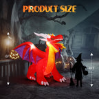 Haunt & Co 6FT Halloween Inflatables Fire Dragon Outdoor Built-in LED Lights