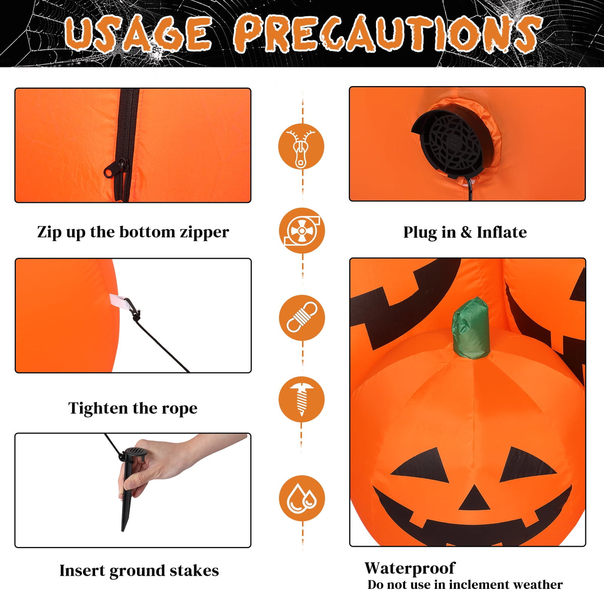 Haunt & Co 7 FT Halloween Inflatables Pumpkin, 7 Blow up Pumpkins w/ Build-in LEDs