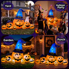 Haunt & Co 8.7ft Long Halloween Inflatable Pumpkin Decoration with Built-in LED Lights, Large Outdoor Blow-Up Yard Decor