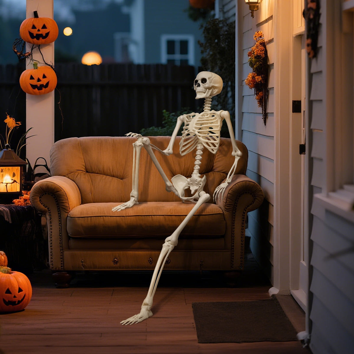 Haunt & Co 5.4 ft Halloween skeleton decoration, with movable joints, flexible skeleton for poses, scary skeleton suitable