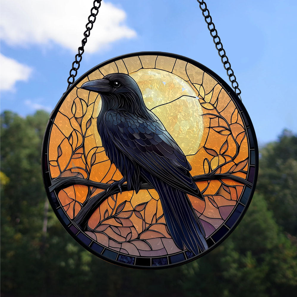 Haunt & Co Neighbor Christmas Gift - Halloween Raven Christmas Stained Glass Hanging Ornament - Heirloom Holiday Tree Decor, Xmas Gift for Family & Friends, Keepsake 2025