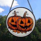 Haunt & Co Hobby Christmas Gift - Halloween Evil Pumpkin Monster Spookys Christmas Stained Glass Hanging Ornament - Modern Tree Decor, Christmas Gift for Mom, Dad, Friends, Family
