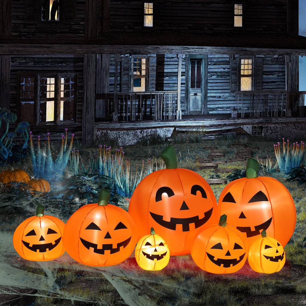 Haunt & Co 7.4' Halloween Inflatables Outdoor with LED Lights 7pcs Blow up Pumpkins